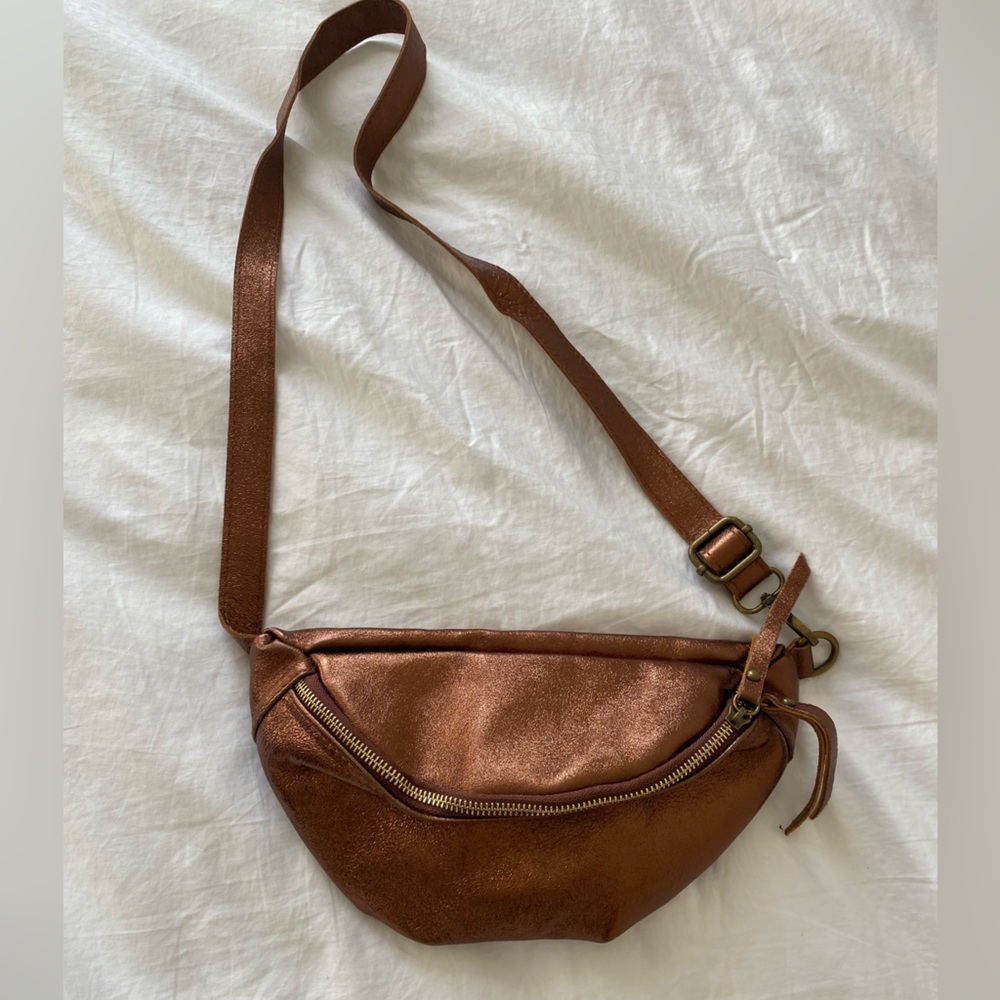 Bronze metallic crossbody fanny pack